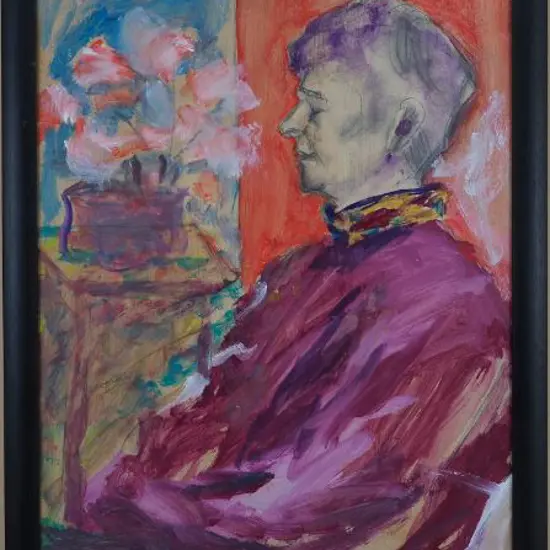 LINDSAY, Huia W. (1905-?) - Portrait of Woman  (Incomplete abstract on other side)