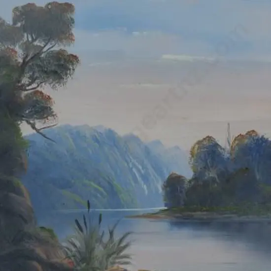 FLETCHER, J. (19th Century) - Colonial Scene - River with Hills