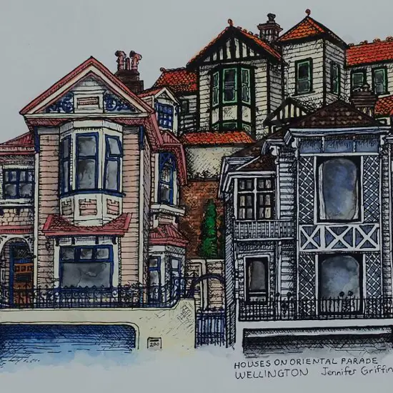 GRIFFIN, Jennifer Lee - Houses on Oriental Parade, Wellington