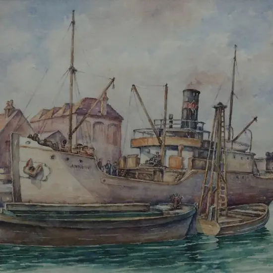 YOUNG, H.E. (20th Cent.) - Ship Annein at Dock 1929
