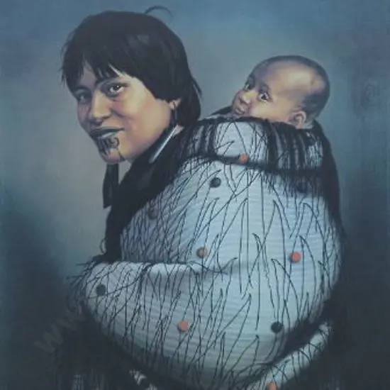 LINDAUER, Gottfried (1839-1926) - Ana Rupene & Child - Dated 1880