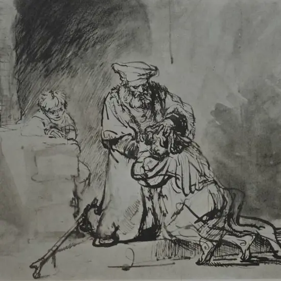 REMBRANDT - School of (17th Cent.) - Man comforting Woman