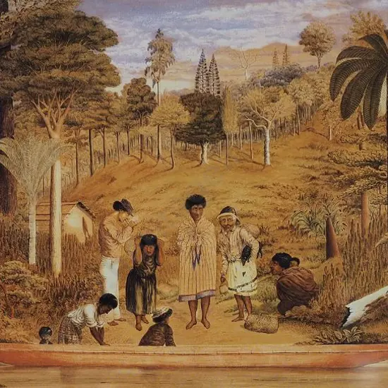 SYMONS, John (c.1832-1897) - Maori Group by a River c. 1865