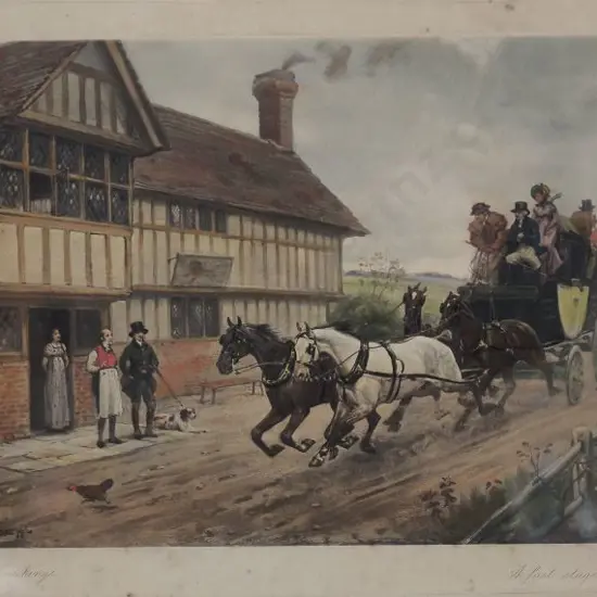 KILBURNE, Goodwin (1839-1924) - A Fast Stage - Handcoloured print dated 1899
