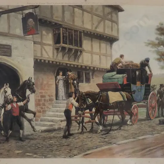 KILBURNE, Goodwin (1839-1924) - The  Old George Inn - Handcoloured print dated 1899