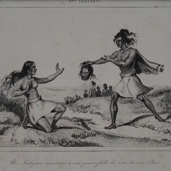 DANVIN, Victor Felix (1802-1842) - Maori showing a Young Girl the Head of Her Father c. 1835