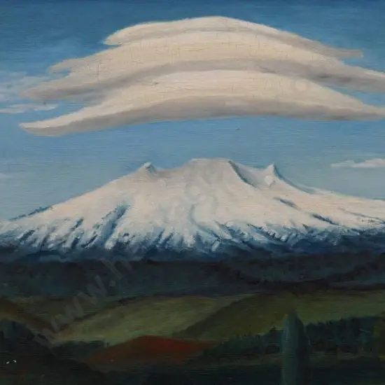 WEST, R - Mt Ruapehu with Clouds