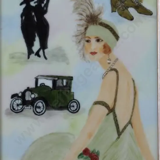 N.E.P. (Unknown) - The Glamour Life - 1930s items painted on White Tile