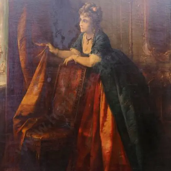 UNKNOWN - Lady at Window - 19th Cent oil