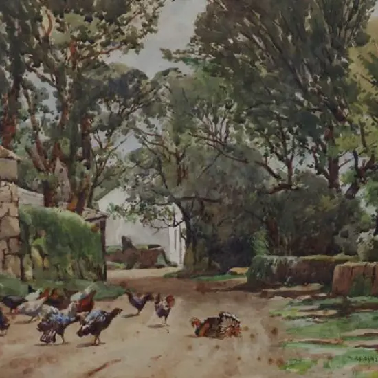 SYKES, John Gutteridge (1866-1941) - Farmyard Scene with Chickens