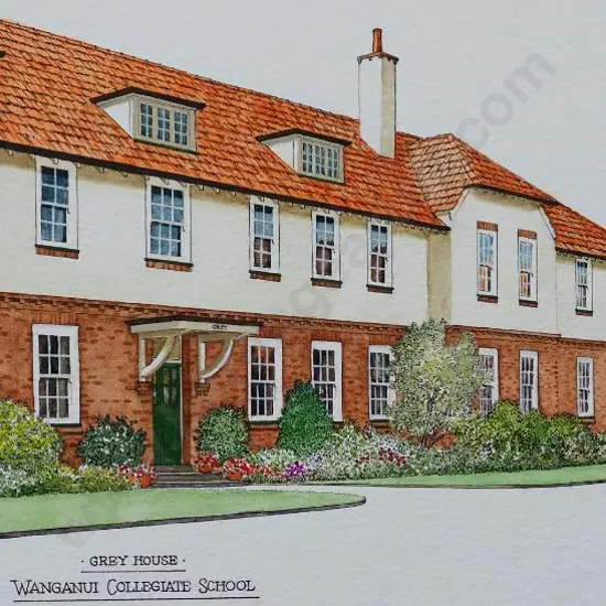 BATTARBEE, David (1939-) - Whanganui, Grey House, Collegiate School