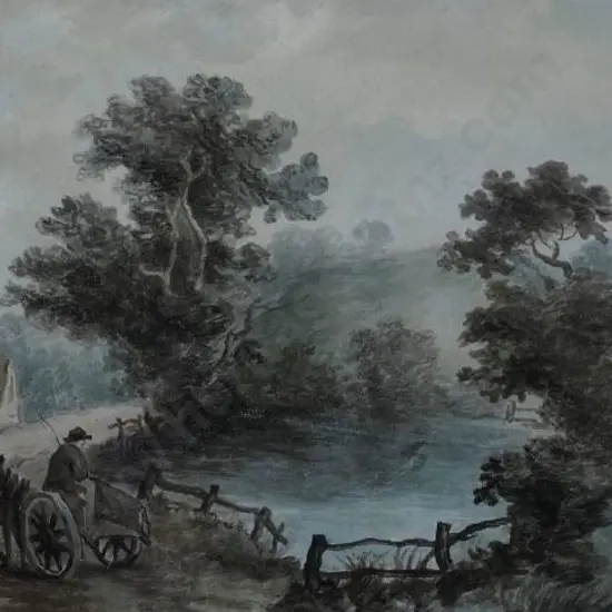 UNKNOWN - Rural Scene with Man on Cart (19th Century)