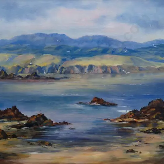McCUTCHEON, Evelyn (1931-2016) - Sunlight on Pencarrow, Wellington Harbour