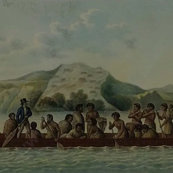 DUPERREY, Louis Isidore (1786-1865) - Pirouge Des Habitants de la Nouvelle Zelande - Plate from the very rare Voyage de la Coquille, 1822-1825