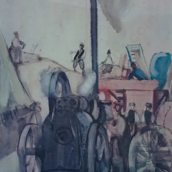 HODGKINS, Frances (1869-1947) - Threshing in the Cotswolds