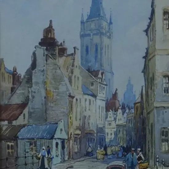MILLER, James Robertson (1880-1912) - Street in Ghent (Belgium) - 19th Cent.