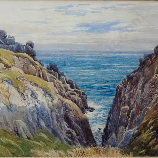 RADCLYFFE, Charles W. (1817-1903) - Lands End (UK), Sea Between Cliffs