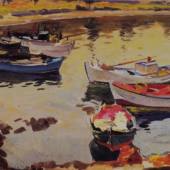 SAVAGE, Cedric (1901-1969) - Fishing Boats, Mediterranean Port