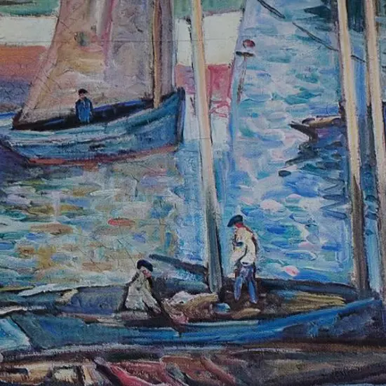 McCRACKEN, Francis (1879-1959) - Harbour Scene with Fishing Boats