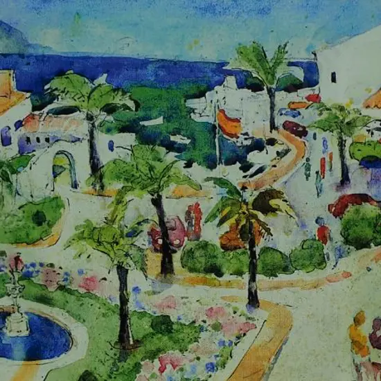 LUSK, Doris (1916-1990) - Spanish Village Scene, 1988