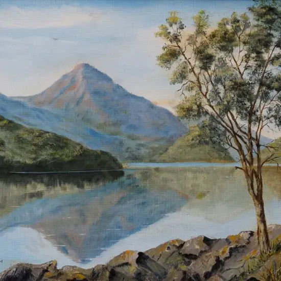 SMITH, Olga - Nature's Mirror - Hills Reflecting in Lake