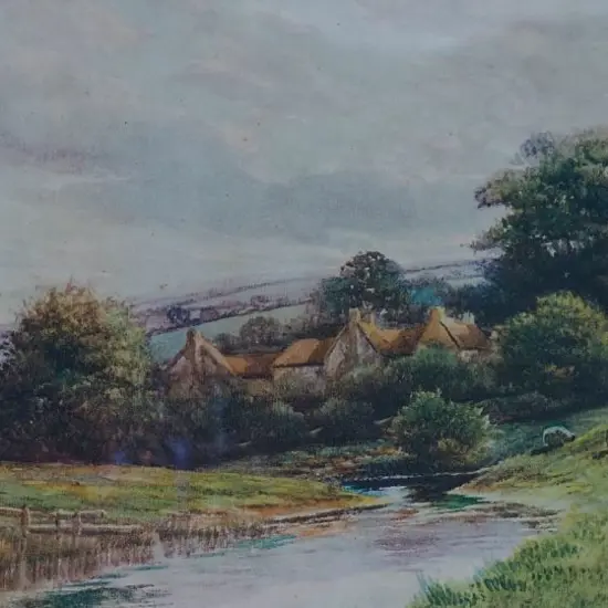 UNKNOWN - Landscape with Country Cottage & Sheep