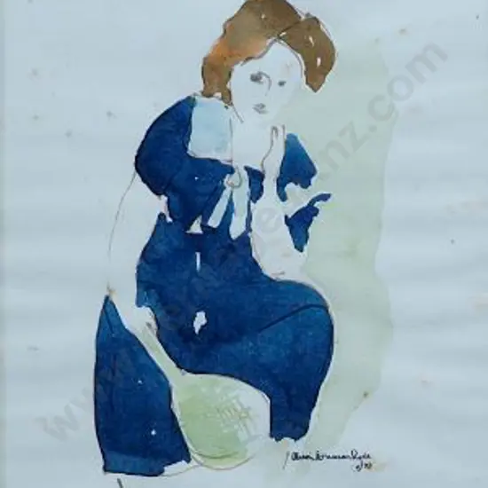 RYDE, Alison Duncan (1946-) - Lady Holding Tennis Racquet