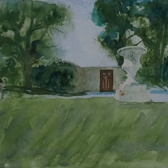 ALB (initials) - Garden Scene with Urn