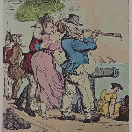 ROWLANDSON, Thomas (1756-1827) - Stolen Kisses - 1960s Reprint of 18th Century Erotic Drawing