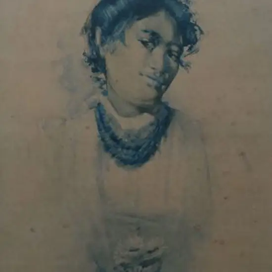 HODGKINS, Frances Mary (1869-1947) - Maori Girl with Daisies (1898)