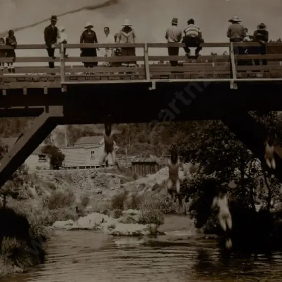 UNKNOWN Photographer - Local Boys jumping off Bridge - early 20th Cent.