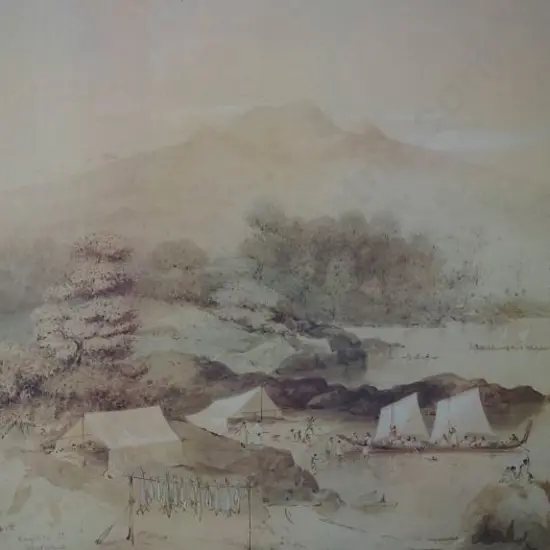 HEAPHY, Charles (1822-1881) - Rangitoto Island, Extinct Volcano, 1850