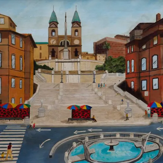 HARGREAVES, E.  - Spain Square, Church of Trinitia, Rome