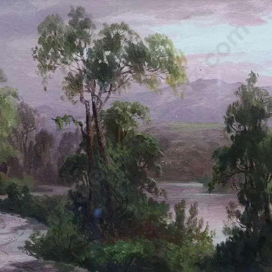 BOLLARD, W. Allen (1869-1941) - Road Running Alongside River with Man on Horse