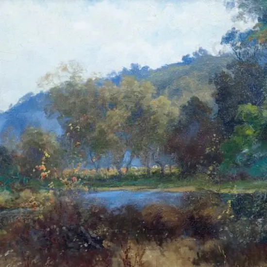 HOWARTH, Charles Henry (1856-1945) - Rural Scene with Stream & Trees