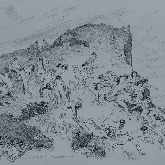 LINDSAY, Norman (1879-1969) - Mass Rape - Dated 1915