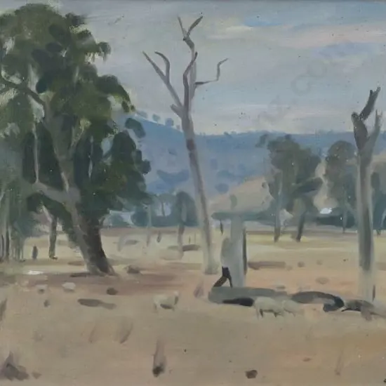 FLETCHER, Bruce (1937-) - Australian Outback with Sheep & Pigs