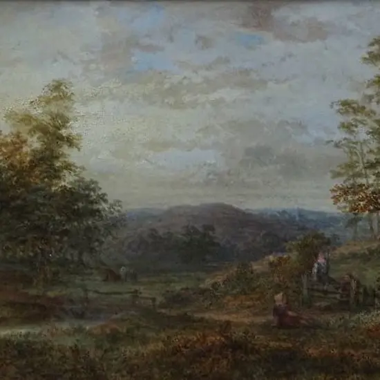 CARTER, E.F. (19th Cent.) - Country Scene with Children at Farm Gate