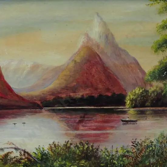 SPINK, George Gold (1889-1962) - Mitre Peak with Man in Boat