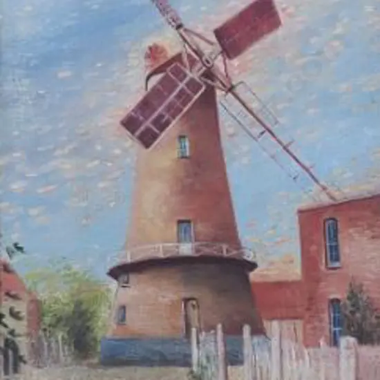 HENDERSON, M. (Early 20th Cent.) - Village Scene with Windmill