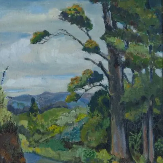 JEFFRIES, Innis (1913-1991) - Rural Scene with Kauri Trees
