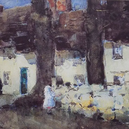 STODDART, Margaret Olrog (1865-1934) - Cornwall Street Scene
