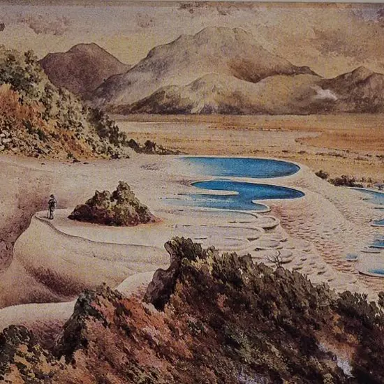 WATKINS, Kennett (1847-1933) - The Crater at the Top of the White Terraces