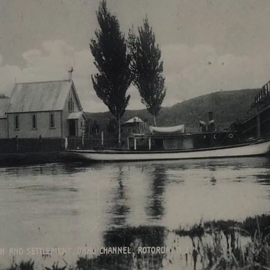 UNKNOWN - Maori Church & Settlement, Ohau, Rotorua, c.1900