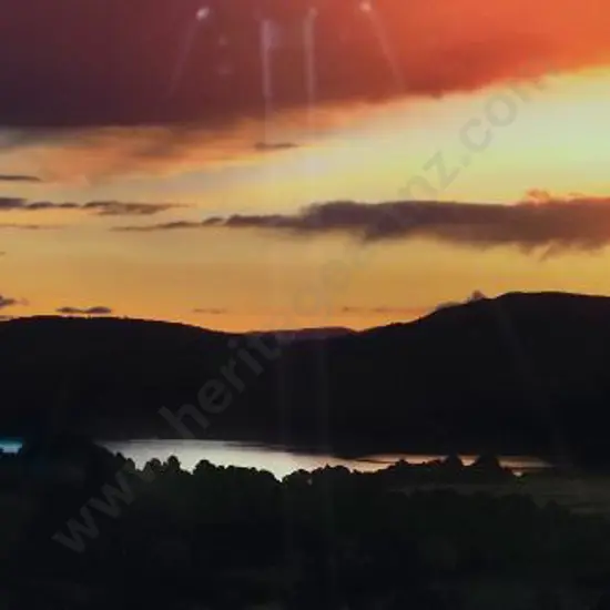 JAMES, D - Sunset over Water & Hills