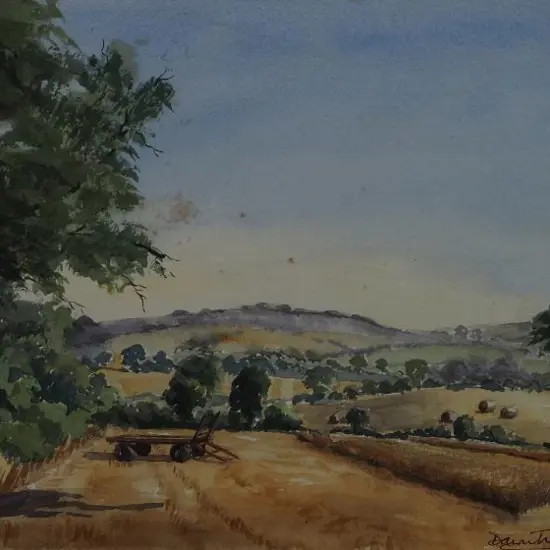 TREMAINE, Dawn (21st Cent.) - Country Field with Haystacks