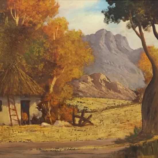 FOURE, K.J. (20th Cent.) - Bush Hut with Hills