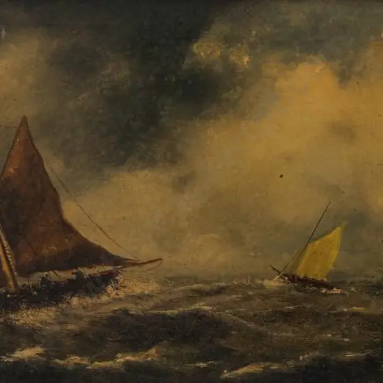 H.K. (UNKNOWN Initials) - Sailing Ships in Storm