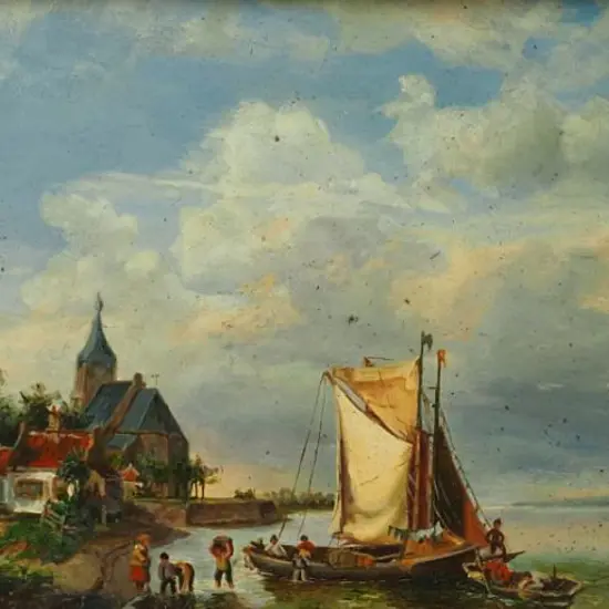 UNKNOWN - Sailing Boat in River Being Unloaded