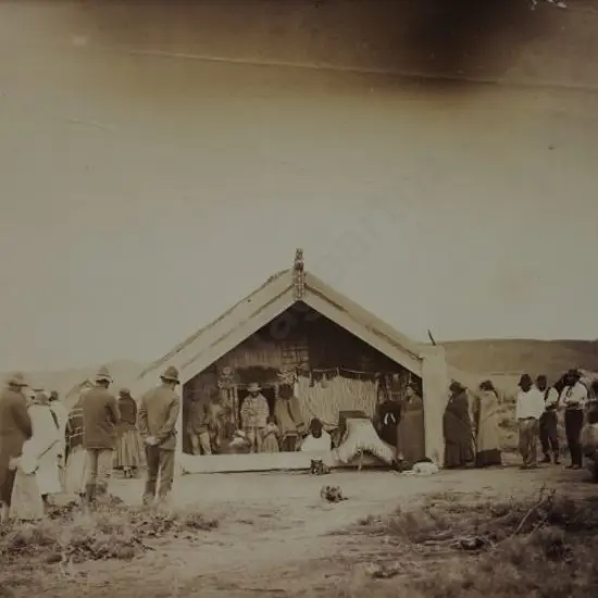 UNKNOWN - Tangi - Group of Maori Outside Whare